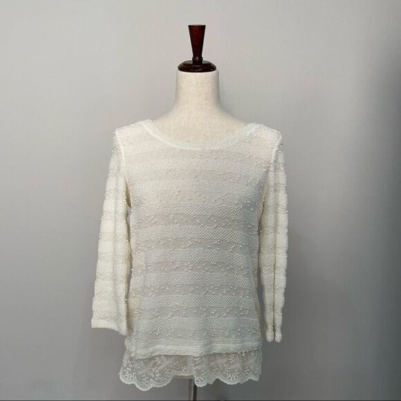 ANN Taylor Loft Beige Long Sleeve Top Size Medium - Picture 1 of 12